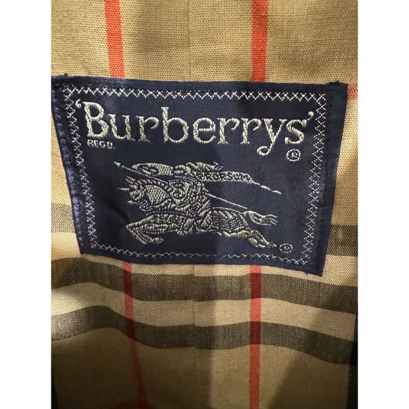 Vintage Burberry’s Nova Check Trench Coat Mens 40R Beige Belted D-Rings USA - Picture 12 of 14
